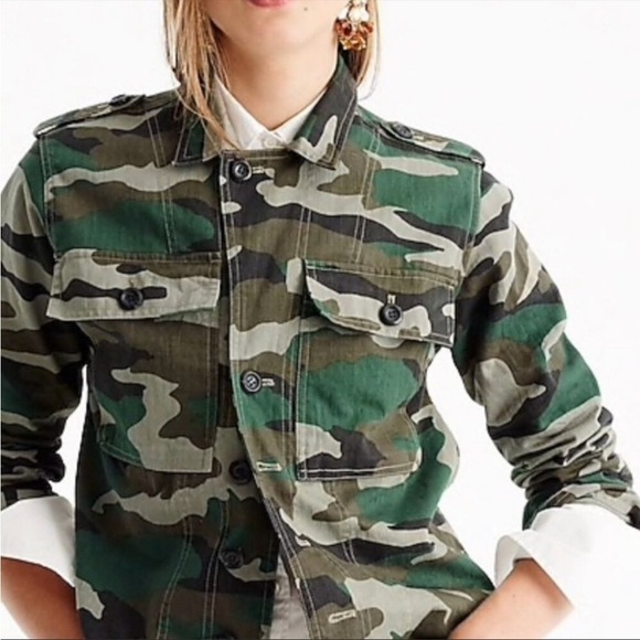 J Crew // Camouflage Utility Shirt Jacket Shacket - Picture 2 of 10